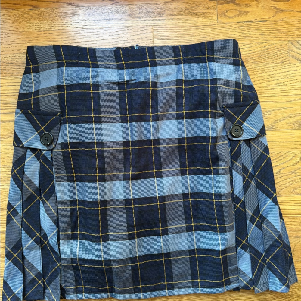 NWOT Lands’ End Girls Side Pleat Plaid Skort – Size 14 Slim (Classic Navy Plaid)